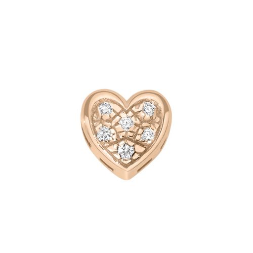 Elemento bracciale componibile Cuore Bombato in oro rosa e diamanti - collezione Battiti - DonnaOro Elements