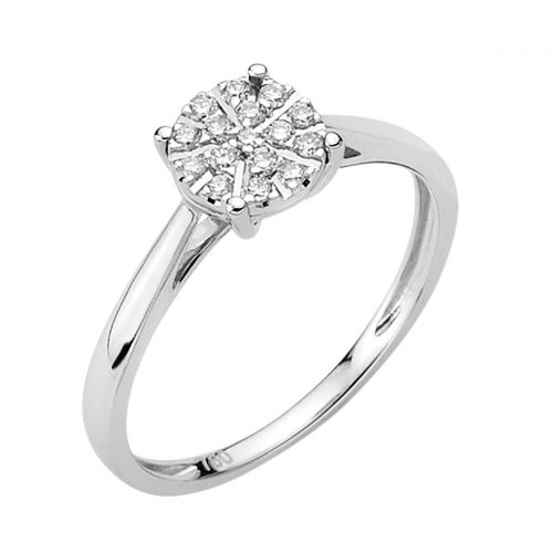 Anello solitario in oro bianco 18 carati con diamanti - DonnaOro Jewels
