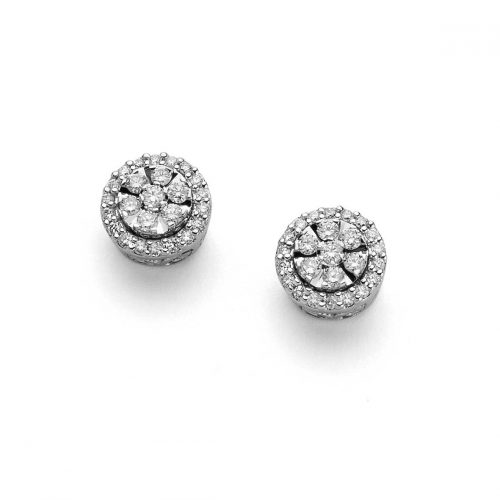 Orecchini a lobo in oro bianco 18 carati con diamanti - DonnaOro Jewels