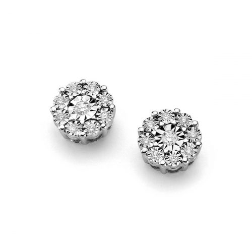 Orecchini da donna in oro bianco 18kt con dischetti diamantati e diamanti centrali - DonnaOro Jewels