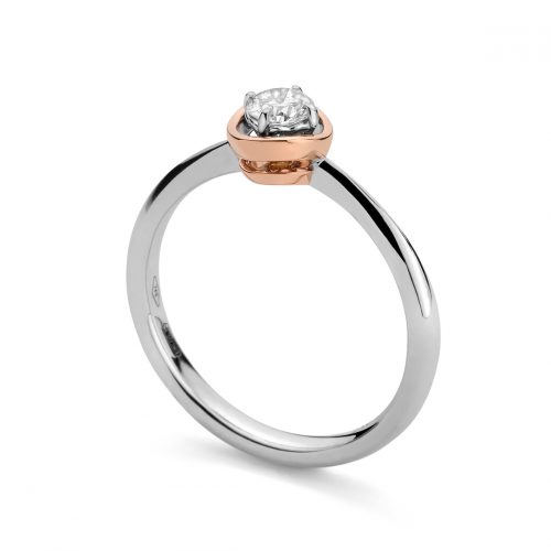 Anello solitario da donna in oro rosa 18kt con diamante centrale - DonnaOro Jewels