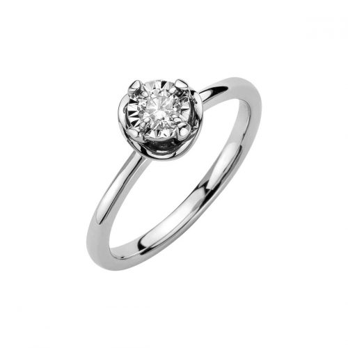 Anello in oro bianco 18 carati con dischetto diamantato e diamante centrale - DonnaOro Jewels