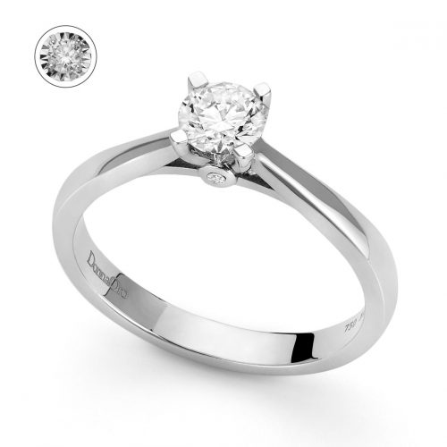 Anello Solitario Emera in oro bianco con diamante - DonnaOro Jewels