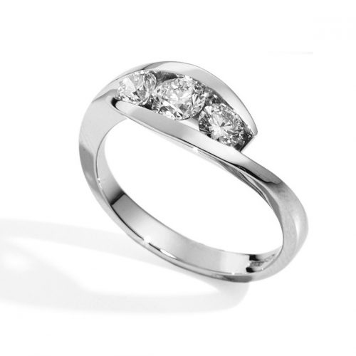 Anello Trilogy Clio in oro bianco con diamanti - DonnaOro Jewels