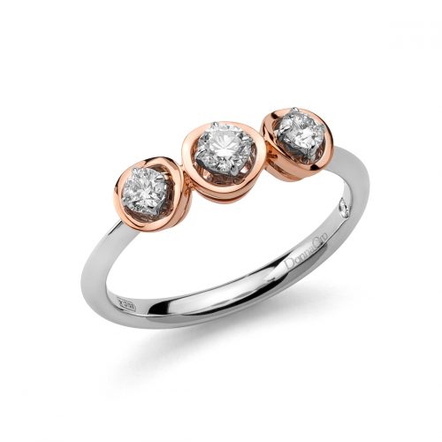Anello trilogy da donna in oro rosa 18 carati e diamanti - DonnaOro Jewels