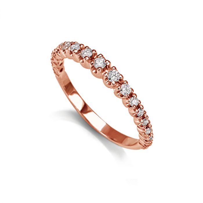 Anello veretta in oro rosa 18 carati con diamanti - DonnaOro Jewels