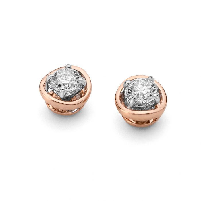 Orecchini punto luce in oro rosa con diamanti - DonnaOro Jewels