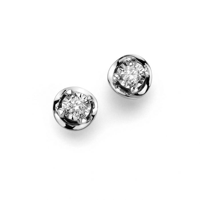 Orecchini punto luce in oro bianco 18 carati con diamanti - DonnaOro Jewels