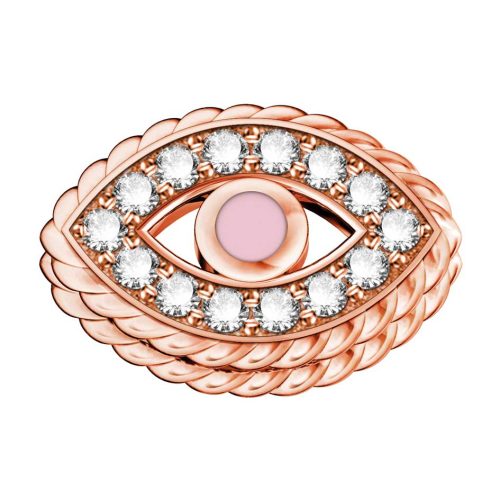 Elemento bracciale componibile Colpo d'Occhio in oro rosa con diamanti e smalto rosa - collezione Amuleti - DonnaOro Elements