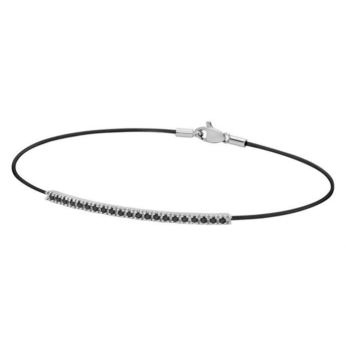 bracciale barretta tennis oro bianco diamanti neri smash