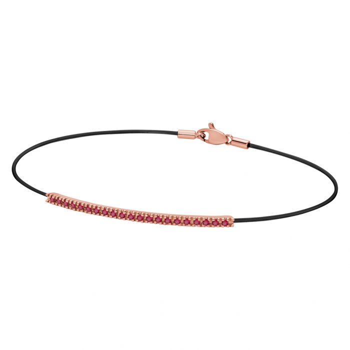 bracciale barretta tennis oro rosa rubini smash