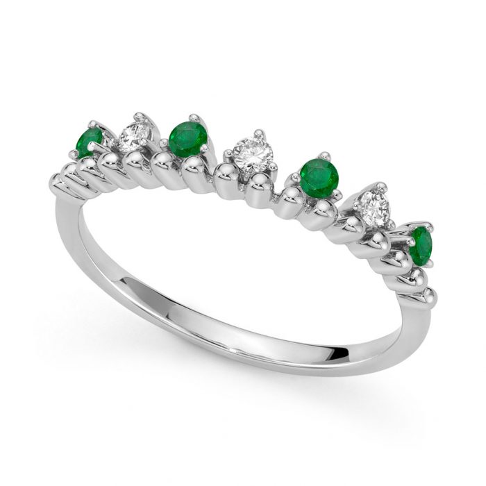 White gold ring with emeralds and diamonds by DonnaOro Jewels