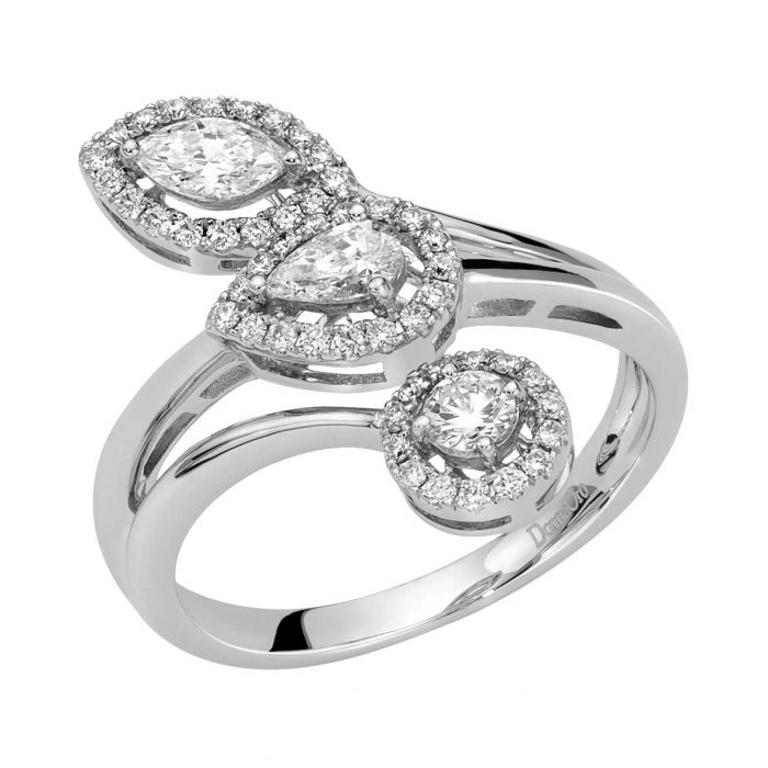 anello fantasia in oro 18 carati e diamanti