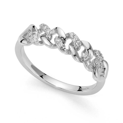 Anello catena Cubana in oro bianco 18kt e diamanti DonnaOro Jewels