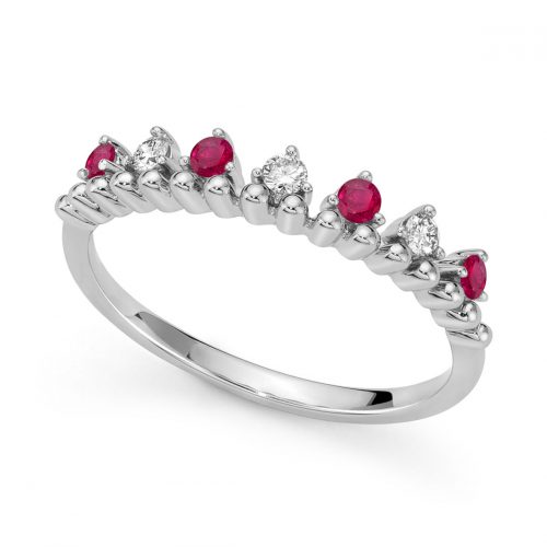 White gold ring with rubies and diamonds