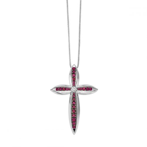 Cross pendant with rubies and diamond
