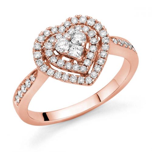 Anello in oro rosa 18kt con pavé di diamanti