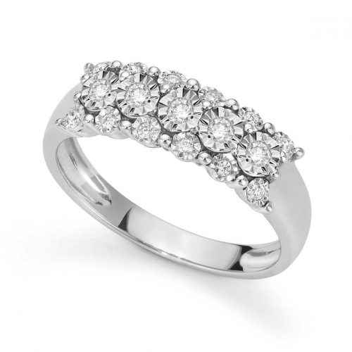 anello a fascia in oro bianco con diamanti
