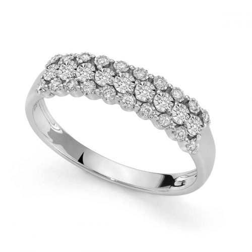 anello a fascia in oro bianco con diamanti