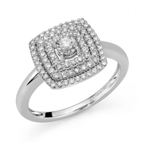 anello in oro bianco e pavé di diamanti