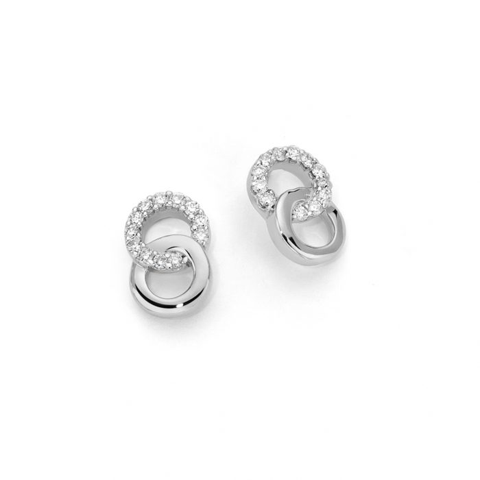 Chain earrings in white gold with diamonds