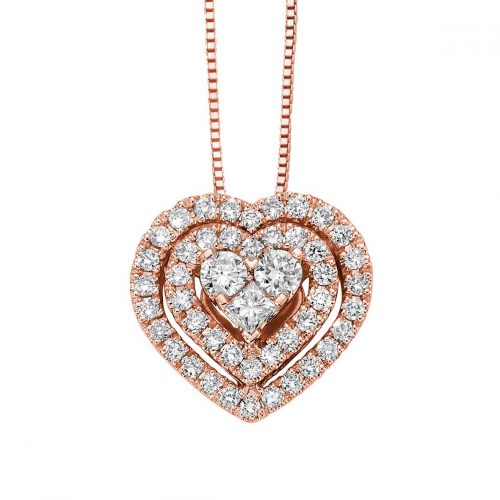 Pendente in oro rosa 18kt con pavé di diamanti