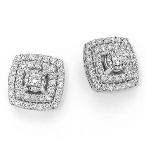 orecchini in oro bianco e pavé di diamanti
