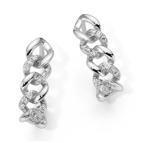 Orecchini catena Cubana in oro bianco 18kt e diamanti DonnaOro Jewels